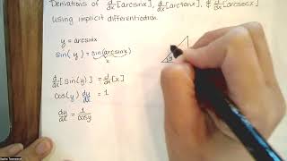 2128 Inverse Trig Derivatives using Implicit Differentiation  Analytic Geometry and Calculus I [upl. by Lucky]