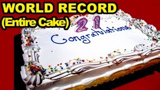 Birthday Cake Eating World Record Entire Cake [upl. by Nelleus]