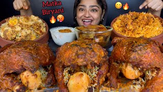 3 SPICY WHOLE ROAST CHICKEN BIRYANI WITH CHICKEN MATKA BIRYANI AND EGG MATKA BIRYANI  ASMR MUKBANG [upl. by Ttennaej]