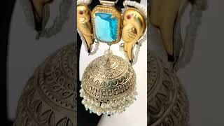 SILVER RUPLICA TRENDING JHUMKA WITH PERAL KUNDAN AND DOUBLET STONE WORK❤️7982904863❤️ [upl. by Haland439]