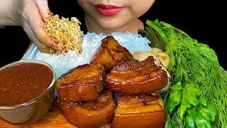 Braised Pork Belly Spicy Fish Paste amp White Rice  MUKBANG SOUNDS [upl. by Derreg]