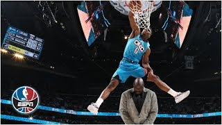 Hamidou Diallo jumps over Shaq puts elbow in rim in dunk contest win  NBA AllStar 2019 [upl. by Ijan]