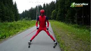 roller skiing technique classic  Skiroller Technik klassik braking  bremsen [upl. by Aihsyak]