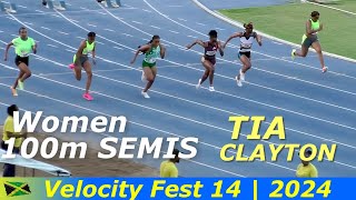 Tia CLAYTON  Shashalee FORBES  Remona BURCHELL  Women 100m SEMIS  Velocity Fest 14  2024 [upl. by Yvette462]