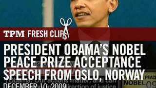 President Obamas Nobel Peace Prize Acceptance Speech from Oslo Norway [upl. by Peednus]