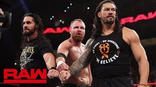 Roman Reigns Seth Rollins and Dean Ambrose reunite as The Shield Raw March 4 2019 [upl. by Kareem]