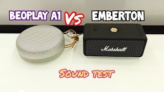 Bang amp Olufsen BeoPlay A1 Vs Marshall Emberton Compact Portable Speakers  Sound Test [upl. by Nawaj]