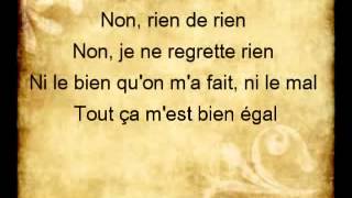 Non Je Ne Regrette Rien Lyrics Edith Piaf [upl. by Izaak]