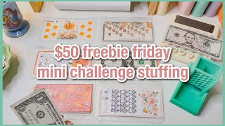 50 FREEBIE FRIDAY  mini savings challenge stuffing  sep 2  budgetwithamanda [upl. by Pros]