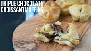 RECEPT Triple Chocolate Croissantmuffins  OhMyFoodness [upl. by Dill]