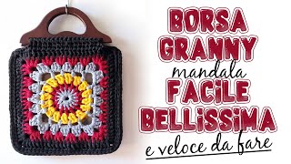 uncinetto facile  borsa granny mandala bella e veloce [upl. by Crispen772]