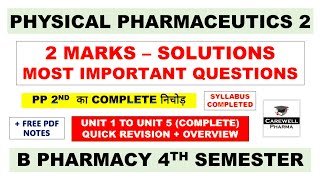 2 Marks Solutions  Physical pharmaceutics 4th semester important questions  Carewell Pharma [upl. by Yatnohs]