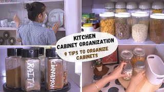 9 TIPS FOR KITCHEN CABINET ORGANIZATION  Kitchen Space Saving Ideas  NonModular Kitchen Storage [upl. by Aikyn]