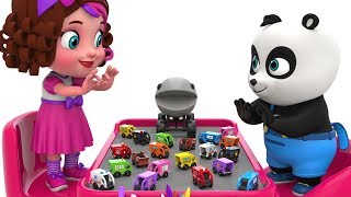 Learn Colors with Wooden Street Vehicles Toys and Packman Cartoon  Pinky and Panda TV [upl. by Eirallih558]