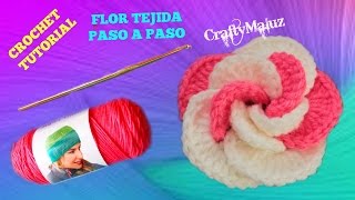 CROCHET TUTORIAL  FLOR TEJIDA PASO A PASO  DIY flor tejida a crochet [upl. by Ecidnac]