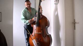 Upright Bass replacing tailpiece with Dyneema strings [upl. by Parshall]