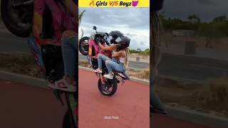 Girls 😂 VS Boys 😈 Bike Stunts 🔥 shorts competition stunts ytshorts ytviral [upl. by Htide]