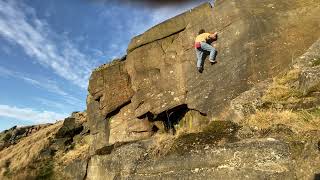 Shard HVS 5b or highball V1 Stanage Plantation Outlook Buttress [upl. by Stafford]