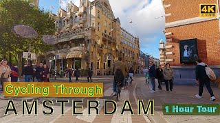 Cycling Through the Sunny Streets of Busy Amsterdam  4K Tour [upl. by Adnohsal620]