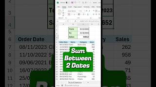 Sum Between Two Dates in Excelviralshorts excelshorts [upl. by Oicneconi]