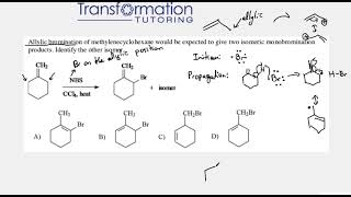 Identify The Products Of The Allylic Bromination Of Methylenecyclohexane radical resonance [upl. by Drofxer]