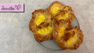 Puddingbrezel wie vom Bäcker  leckere Teilchen aus Plunderteig [upl. by Suiramed]