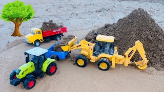 Toy JCB 3DX Backhoe fully loading sand in Swaraj tractor Trolley Video  Tractor JCB cartoon Video [upl. by Malha]