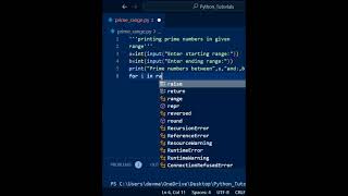 Python program to print prime numbers between given range  Python programs coding learnpython [upl. by Anneiv678]
