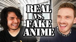 REAL VS FAKE ANIME CHALLENGE feat PewDiePie [upl. by Nrublim]