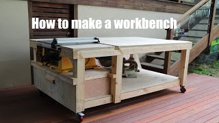 How to make a workbench with built in table saw and vise [upl. by Haelat]