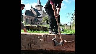 Carving notches in Heers for the restoration of a Tithe Barn with MarcelTeugels short shorts [upl. by Lleira]