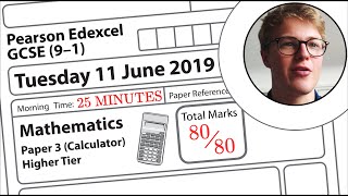 Edexcel GCSE Maths June 2019 Paper 3 Higher Walkthrough [upl. by Venice310]