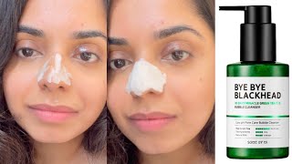 SOME BY MI Bye Bye Blackhead 30 Days Miracle Green Tea Tox Bubble Cleanser review  Korean skincare [upl. by Laise]