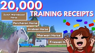 REDEEMING 20000 TRAINING RECEIPTS in WILD HORSE ISLANDS on ROBLOX MULTIPLE HIGH TIERS [upl. by Atnahsa]