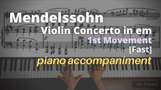 Mendelssohn  Violin Concerto in Em Op64 1st Mov Piano Accompaniment Fast [upl. by Ysac]