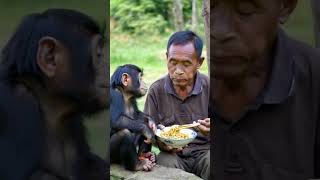 quotChimp and Grandpa Eating Noodles in the Countryside—Such a Heartwarming Scenequot [upl. by Sidon]