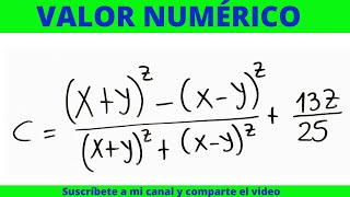 VALOR NUMÉRICO DE EXPRESIONES ALGEBRAICAS [upl. by Isiad]