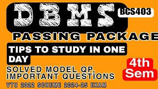 DBMS PASSING PACKAGE SOLVED MODEL QUESTION PAPER IMPORTANT QUESTIONS VTU 2022 SCHEME 202425 EXAM [upl. by Yordan]