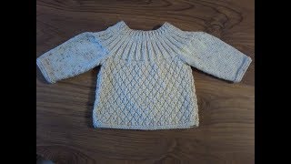 DIY  tuto tricot  tricoter une brassière bébé au point cloqué [upl. by Ainet]