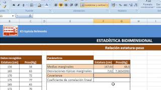 Cálculo de parámetros de estadística bidimensional con Excel [upl. by Aronal]