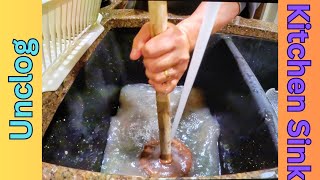 How To Unclog Slow Draining Kitchen Sink With Baking Soda Vinegar amp Toilet Plunger [upl. by De]