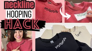 HOW TO EMBROIDERY THE COLLAR NECKLINE MACHINE EMBROIDERY HACK USING MIGHTY HOOPS TUTORIAL [upl. by Yduj418]