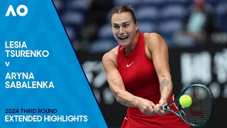 Lesia Tsurenko v Aryna Sabalenka Extended Highlights  Australian Open 2024 Third Round [upl. by Atiragram]