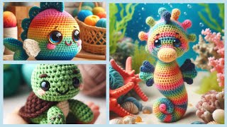 Idéias CUTE para animais marinho de amigurumi crochê 🧶crochet knitted croche [upl. by Berget70]