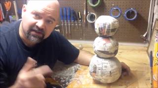 How to make a twisted Christmas Snowman from paper mache [upl. by Leuams]