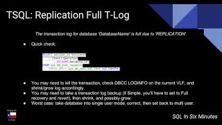 The transaction log for database DB is full due to REPLICATION [upl. by Clabo108]