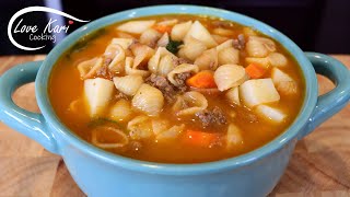 Traditional Mexican Concha Shell Soup with Ground Beef Sopa de Conchitas con Carne Molida [upl. by Dnalhsa341]