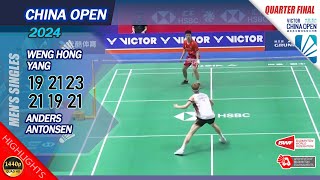 Weng Hong Yang vs Anders Antonsen  China Open 2024  QF MS Highlights [upl. by Nine272]