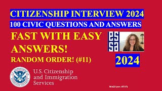 2024 Random 100 Civics Questions and Answers US Citizenship Interview 2024  Fast Easy Answer [upl. by Aimekahs]