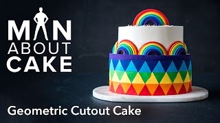 man about Rainbow Geometric Cutout Cake  Man About Cake with Joshua John Russell [upl. by Nothsa]